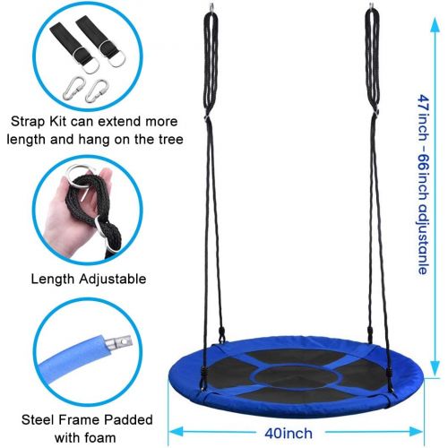  [아마존베스트]WONDERVIEW Tree Swing, Outdoor Swing with Hanging Strap Kit, 40 Inch Diameter 600lb Weight Capacity, Great for Playground Swing, Backyard and Playroom