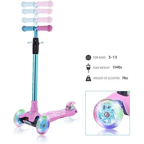  WV WONDER VIEW Kick Scooter Kids Scooter 3 Wheel Scooter, 4 Height Adjustable Pu Wheels Extra Wide Deck Best Gifts for Kids, Boys Girls