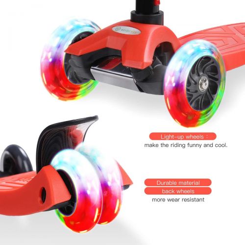  WonderView Kick Scooter for Kids 3 Wheel Scooter,4 Height Adjustable PU Wheels with Extra Wide Deck Best Gifts for Kids, Boys and Girls