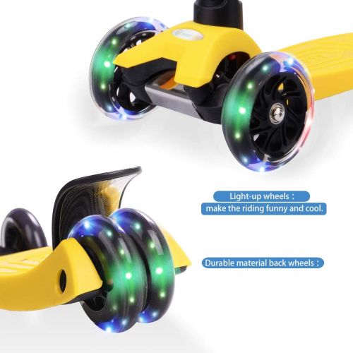  WonderView Kick Scooter for Kids 3 Wheel Scooter,4 Height Adjustable PU Wheels with Extra Wide Deck Best Gifts for Kids, Boys and Girls