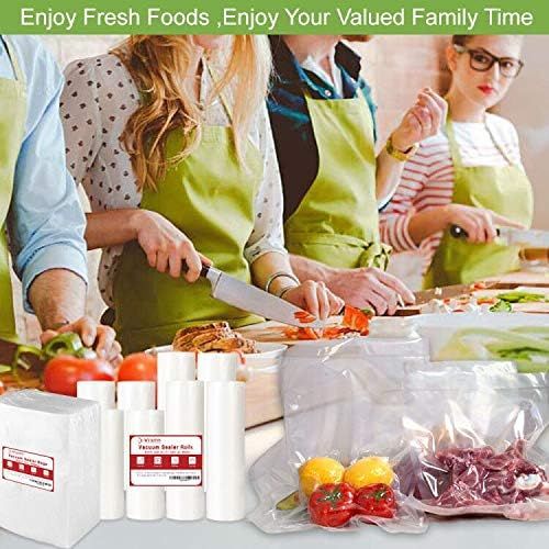  WVacFre 8 Pack 8x20(4Rolls) and 11x20(4Rolls) 4mil Food Saver Vacuum Sealer Bags Rolls with BPA Free,Heavy Duty,Great for Food Vac Storage or Sous Vide Cooking