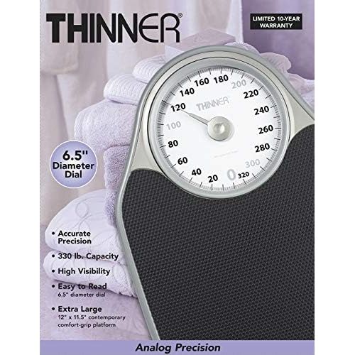  ConairPRO Dog Thinner Extra-Large Dial Analog Precision Bathroom Scale, Analog Bath Scale - Measures Weight Up to 330 lbs.