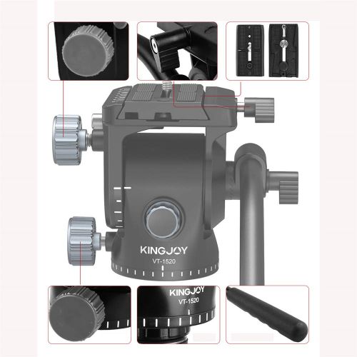  WWGG Aluminum Alloy Fluid Tractor Hydraulic Head Three-Dimensional Tripod Head 360 Degree Panoramic Photography and Bird Watching