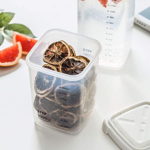  WWJHH-Food storage box Kitchen storage box food storage container - 3 sets - With scale - square sealed crisper - plastic transparent - can accommodate noodles/milk powder/rice