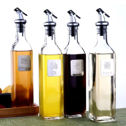  WWJHH-seasoning box Seasoning Box - Seasoning Storage Container - Lead-free glass - kitchen leak-proof oil vinegar soy sauce bottle creative hand-controlled multi-color - 4 sets