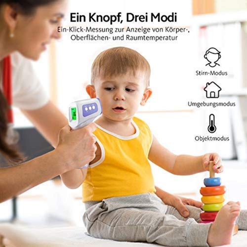  WWSUNNY Stirn Thermometer Fieberthermometer fuer Sauglinge, Kinder und Erwachsene 3 IN 1 Infrarot-Thermometer Profi fuer den Koerper