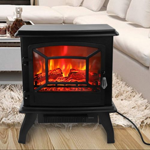  WWX 1400W Electric Fireplace Heater FreeStanding Fire Flame Stove Knod Adjust 68-95℉