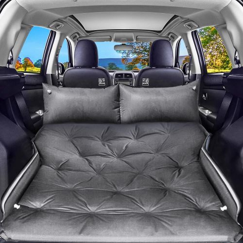  WWahuayuan Self Inflatable Car Mattress, Automatic SUV Air Mattress, Soft Suede Camping Bed Car Mattress with Two Pillows for Minivan/SUV/Truck Back Seat (Grey)