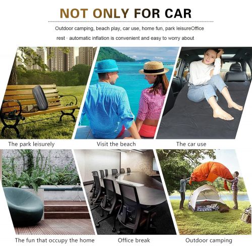  WWahuayuan Self Inflatable Car Mattress, Automatic SUV Air Mattress, Soft Suede Camping Bed Car Mattress with Two Pillows for Minivan/SUV/Truck Back Seat (Grey)