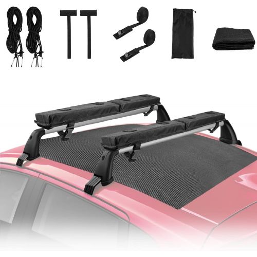  WWahuayuan Universal Car Soft Roof Rack Pads Luggage Carrier System for Kayak Surfboard SUV Canoe, Universal Surfboard Racks for Car Include Tie-Down Straps, Block Surf Racks