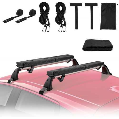  WWahuayuan Universal Car Soft Roof Rack Pads Luggage Carrier System for Kayak Surfboard SUV Canoe, Universal Surfboard Racks for Car Include Tie-Down Straps, Block Surf Racks