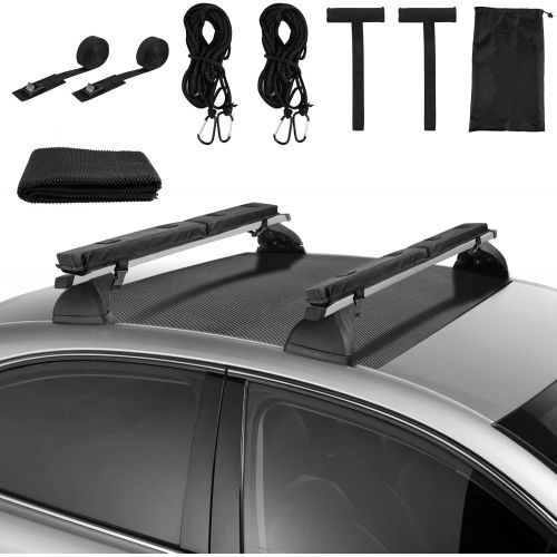  WWahuayuan Universal Car Soft Roof Rack Pads Luggage Carrier System for Kayak Surfboard SUV Canoe, Universal Surfboard Racks for Car Include Tie-Down Straps, Block Surf Racks