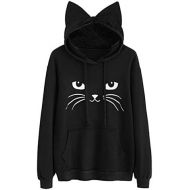 WWricotta Womens Cat Ear Solid Long Sleeve Hoodie Sweatshirt Hooded Pullover Tops Blouse(,)