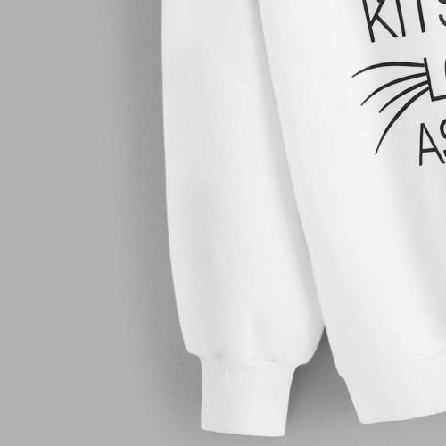  WWricotta Women Casual Winter Ladies Baggy Cat Pullover Sports Sweatshirt Tops (,)