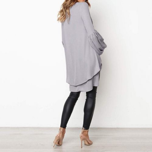  WWricotta Fashion Women Autumn Loose Long Puff Sleeve SOID Sweatshirt Top Blouse(,)