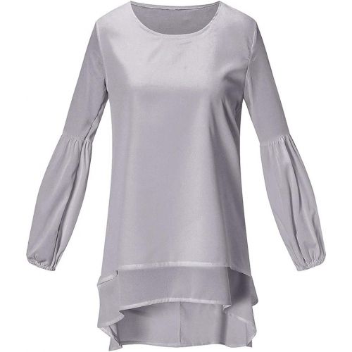  WWricotta Fashion Women Autumn Loose Long Puff Sleeve SOID Sweatshirt Top Blouse(,)