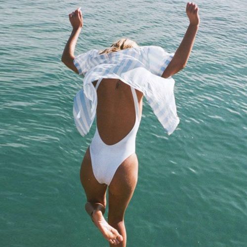  WWricotta Women Retro Elastic High Cut Low Back One Piece Swimwear Bathing Suits (,)