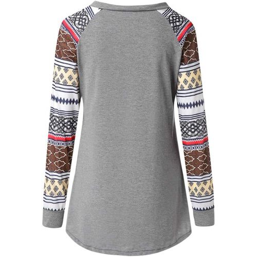  WWricotta Women Patchwork Sleeve Casual Color Block T-Shirt Loose Long Sleeve Top Blouse(,)
