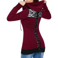 WWricotta Womens Bandage Long Sleeve Casual Blouse Lace Up Back Zip Up Hoodie Sweatshirt(,)