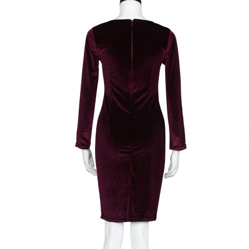  WWricotta Womens Velvet Long Sleeve Casual Dress Evening Party Mini Dress