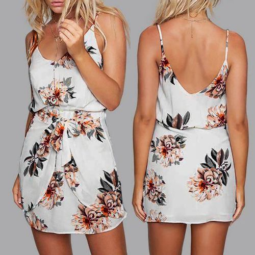  WWricotta Womens Holiday Floral Dresses Sleeveless Summer Beach Mini Dress