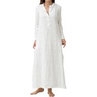 WWricotta Womens Kaftan Cotton Long Sleeve Plain Casaul Oversized Maxi Long Shirt Dress