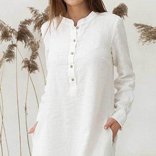  WWricotta Womens Kaftan Cotton Long Sleeve Plain Casaul Oversized Maxi Long Shirt Dress