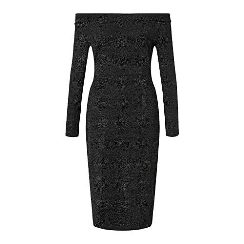  WWricotta Womens Sexy Solid Off Shoulder Long Sleeve Party Bodycon Slim Maxi Long Dress