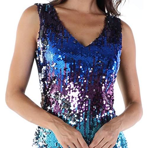  WWricotta Women Sexy Fashion Off Shoulder Sleeveless Sequins Party Dress Bodycon