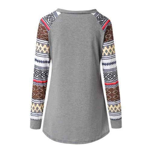  WWricotta Women Patchwork Sleeve Casual Color Block T-Shirt Loose Long Sleeve Top Blouse(,)