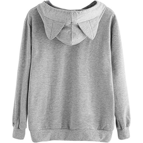  WWricotta Womens Cat Ear Solid Long Sleeve Hoodie Sweatshirt Hooded Pullover Tops Blouse(,)