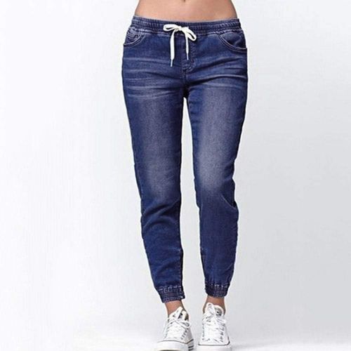  WWricotta Schuhe WWricotta Women Autumn Elastic Plus Loose Denim Casual Drawstring Plus Cropped Jeans