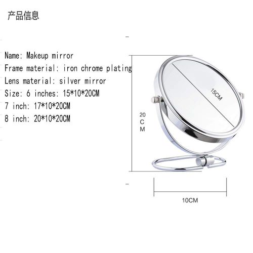  WXF 7-8-Inch Vanity Makeup Mirror ~ Double-Sided 1X and 3X Magnifying Mirrors ~ Perfect for Bedroom Or Bathroom Vanity Miroir De Poche Femme (Edition : 8-inch Mirror (Plane+3X Zoom