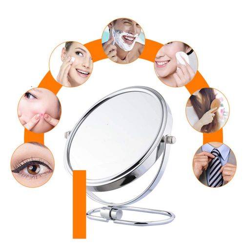  WXF 7-8-Inch Vanity Makeup Mirror ~ Double-Sided 1X and 3X Magnifying Mirrors ~ Perfect for Bedroom Or Bathroom Vanity Miroir De Poche Femme (Edition : 8-inch Mirror (Plane+3X Zoom