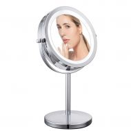 WXF 7-10x Magnified Lighted Makeup Mirror Naked Mirror Double Sided Round Magnifying Vanity Mirror Dressing Mirror Table(with On/Off Button, 7-10X) (Edition : Reverse 7 Times)