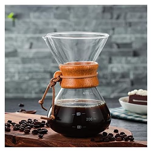  WXL 200/400ml Resistant Glass Coffee Maker Pour-over Coffee Pot Espresso Italian Coffe Machine With Stainless Steel Filter Moka Pot (Color : 400ml Black With Fil)