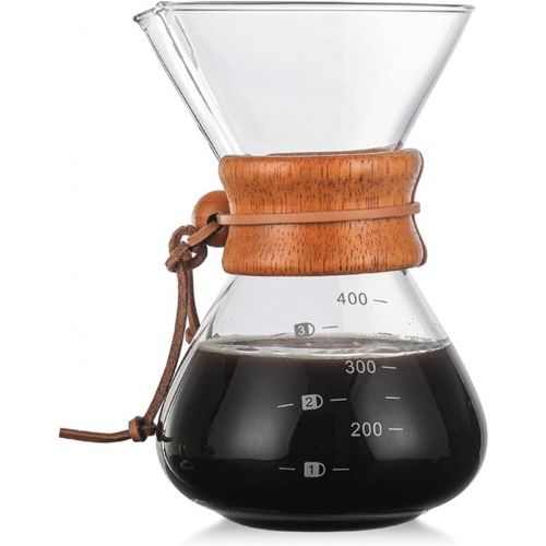  WXL 200/400ml Resistant Glass Coffee Maker Pour-over Coffee Pot Espresso Italian Coffe Machine With Stainless Steel Filter Moka Pot (Color : 400ml Black With Fil)