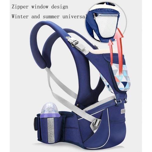  WXMJ Double Shoulder Breathable Baby Carrier 3-in-1 Ergonomic Baby Backpack Multi-Function Baby Carrier with Hip Seat-Blue