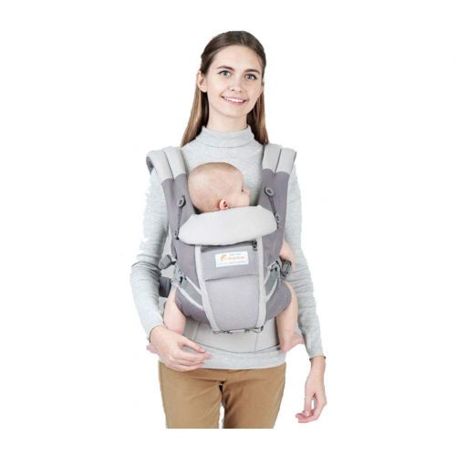  WXMJ Baby Carrier Childrens Belt Soft Adjustable Baby Carrier Backpack Ergonomic with Hip Seat for All Season-Grey