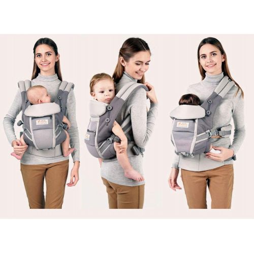  WXMJ Baby Carrier Childrens Belt Soft Adjustable Baby Carrier Backpack Ergonomic with Hip Seat for All Season-Grey