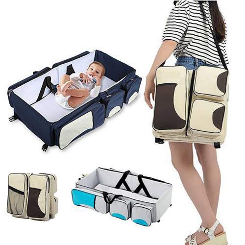  WXWX 3 in 1 Travel Diaper Bag Portable Bassinet Changing Pad Station