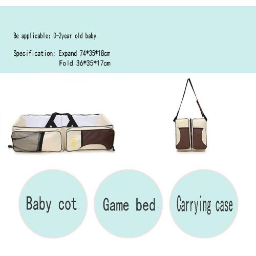  WXWX 3 in 1 Travel Diaper Bag Portable Folding Bassinet Changing Pad Station Multi-Functional Nappy