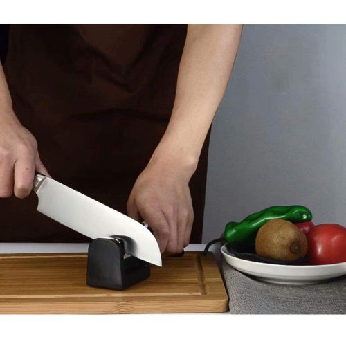  WY-knife sharpener Knife and Scissor Sharpener, Professional Kitchen Knife Sharpener 3-in-1 Manual System 3 Stage Knife Sharpening Tool with Non-Slip Base and Ergonomic Design