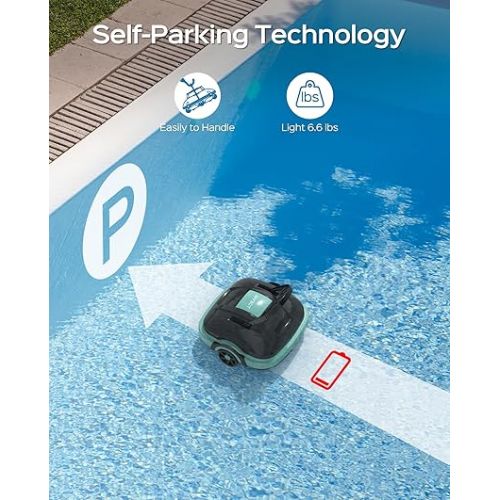  WYBOT Cordless Robotic Pool Cleaner, Automatic Pool Vacuum, Powerful Suction, Dual-Motor, Ideal for above/In Ground Flat Pool-Blue&Black