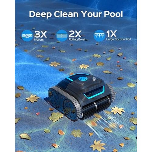  WYBOT S1 High-end Cordless Wall Climbing Robotic Pool Cleaner with APP Mode, Smart Mapping Tech, Lasts 180mins, Automatic Pool Vacuum Robot with Powerful Suction, Fast Charging Fit for Inground Pools