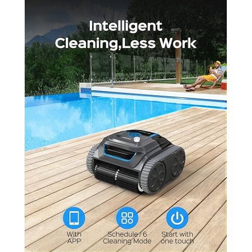  WYBOT S1 High-end Cordless Wall Climbing Robotic Pool Cleaner with APP Mode, Smart Mapping Tech, Lasts 180mins, Automatic Pool Vacuum Robot with Powerful Suction, Fast Charging Fit for Inground Pools