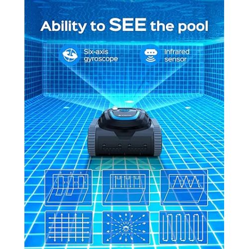  WYBOT S1 High-end Cordless Wall Climbing Robotic Pool Cleaner with APP Mode, Smart Mapping Tech, Lasts 180mins, Automatic Pool Vacuum Robot with Powerful Suction, Fast Charging Fit for Inground Pools