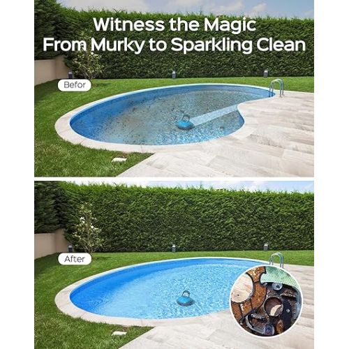  WYBOT Osprey 200 Cordless Robotic Pool Cleaner, Automatic Pool Vacuum, IPX8 Waterproof, Powerful Suction, Dual-Motor, 180μm Fine Filter for above Pool Blue