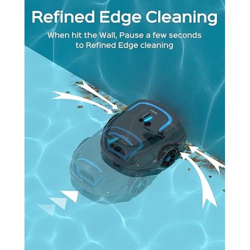  (New Upgraded) WYBOT A1 Cordless Robotic Pool Cleaner, Automatic Pool Vacuum with 120 Mins, Double Filters, LED Indicator, Fast Charging, Ideal for Above Ground Flat Pools - Gray