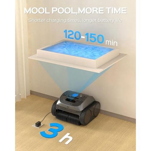  (2024 Upgrade) WYBOT C1 Robotic Pool Cleaner for In Ground Pools up to 65 FT in Length, 150mins Runtime, Cordless Pool Vaccum with Wall Climbing Function, Larger Top-Loading Filters